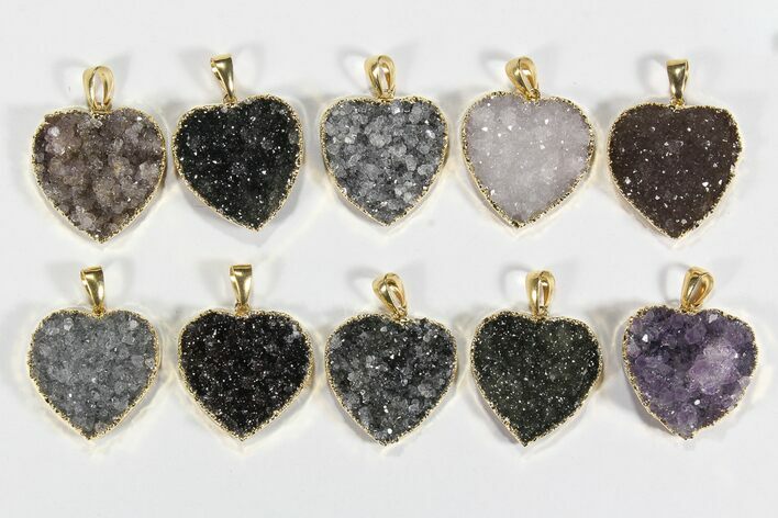 Lot: Druzy Amethyst Heart Pendants - Pieces #78427